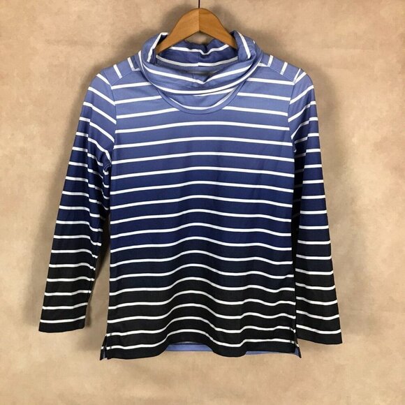 KAREN SCOTT Dip-dyed Striped Cowl Neck Sweatshirt XS - Picture 2 of 7